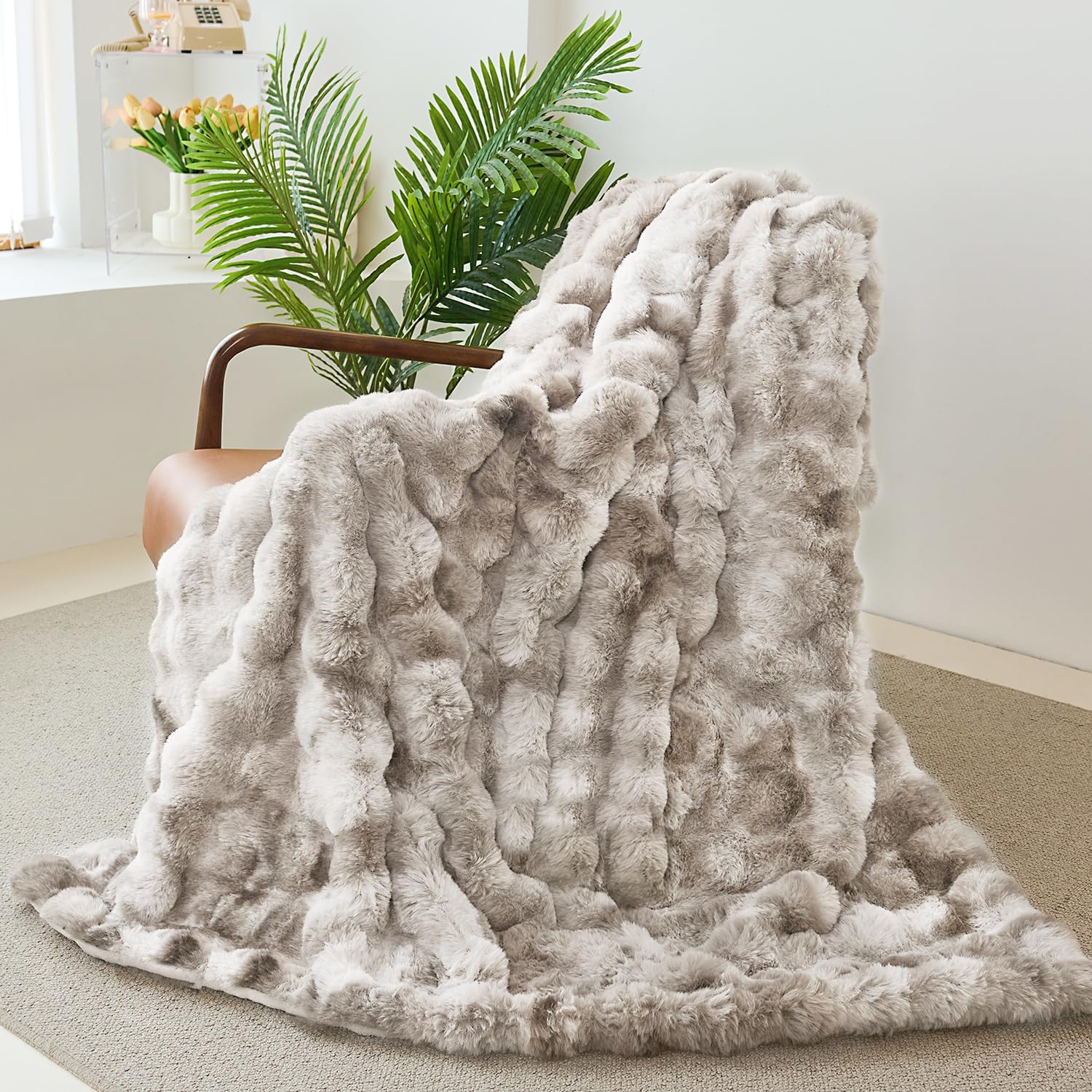 Beige Throw Pillow — 50" — Tie-dye Khaki