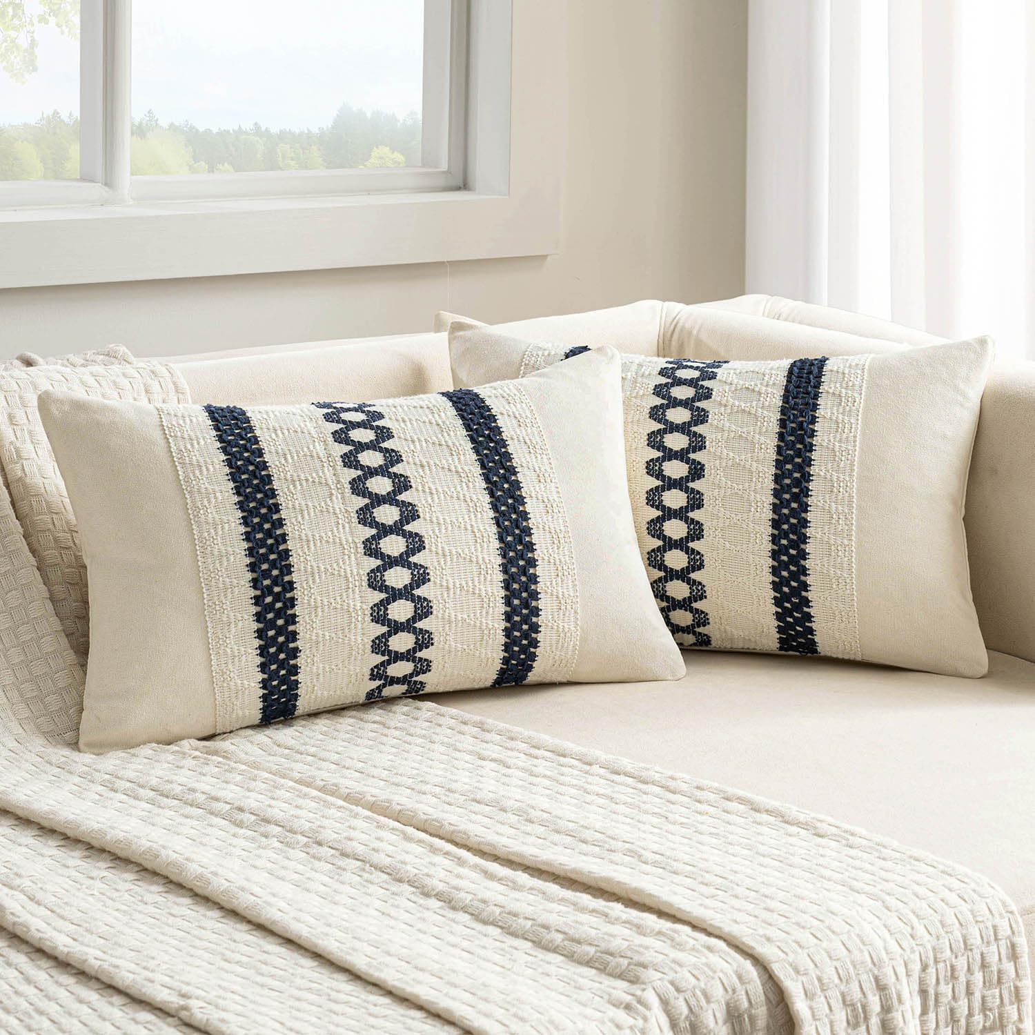 Boho Beige Pillow Cover — 16" — 20" x 12" (Pack of 2)