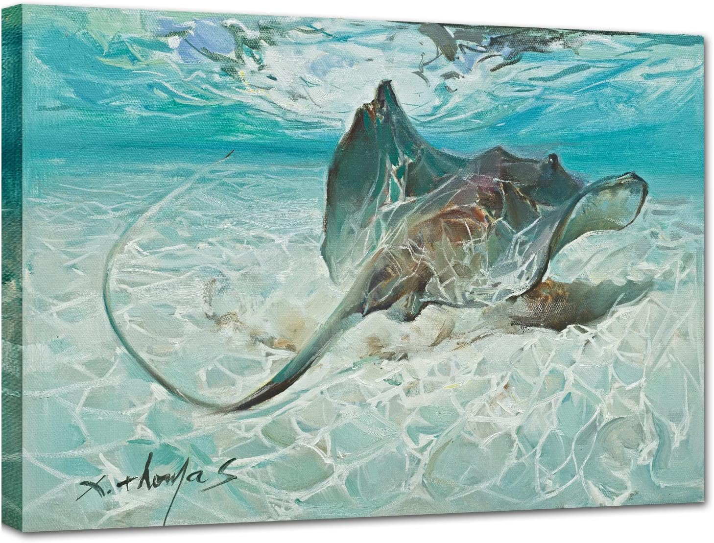 Framed Grey Canvas Wall Art — 16" — Stingray