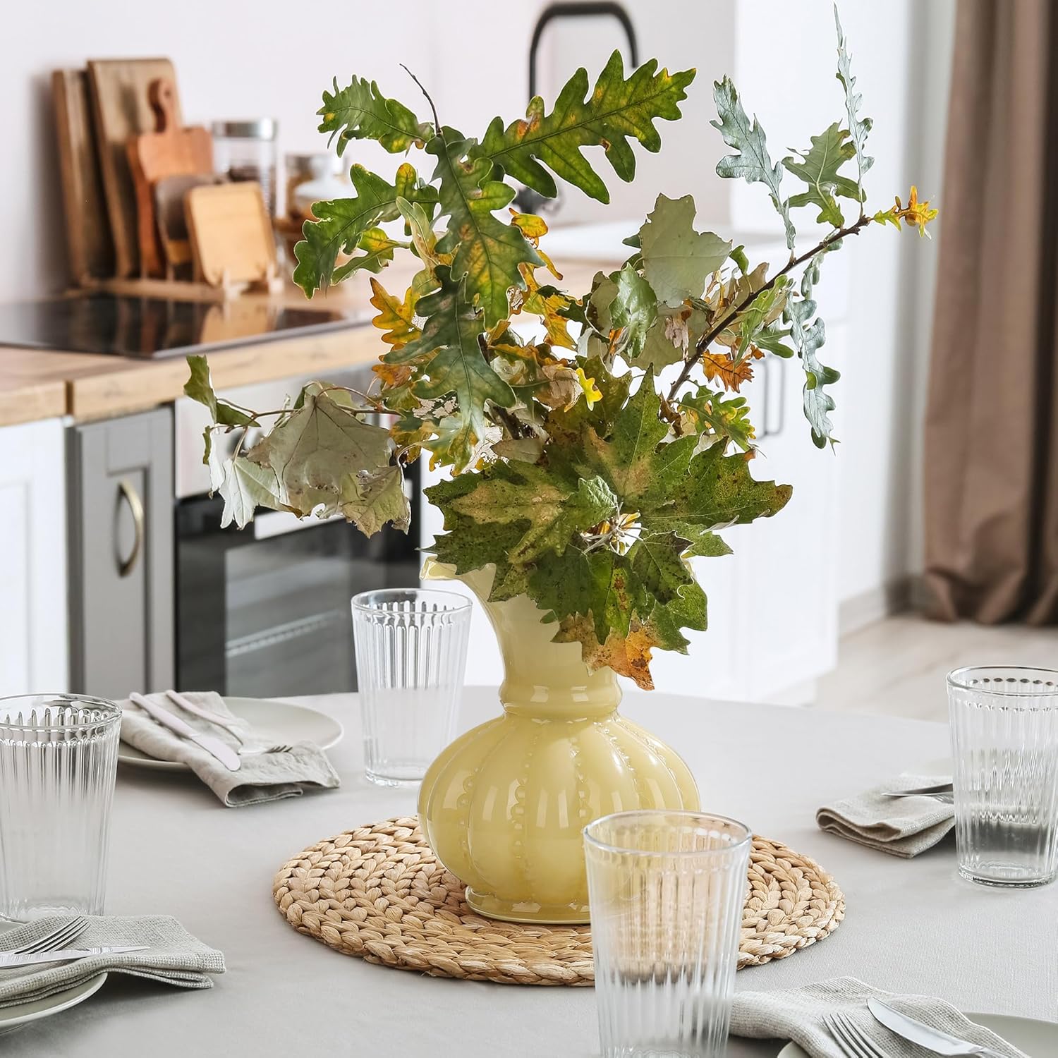 Vintage Farmhouse Green Flower Vase — 7.9" - View 3