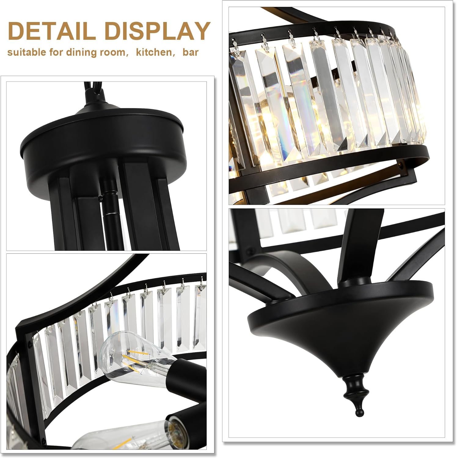 Antique Farmhouse Black Chandelier — 5-Light - View 7