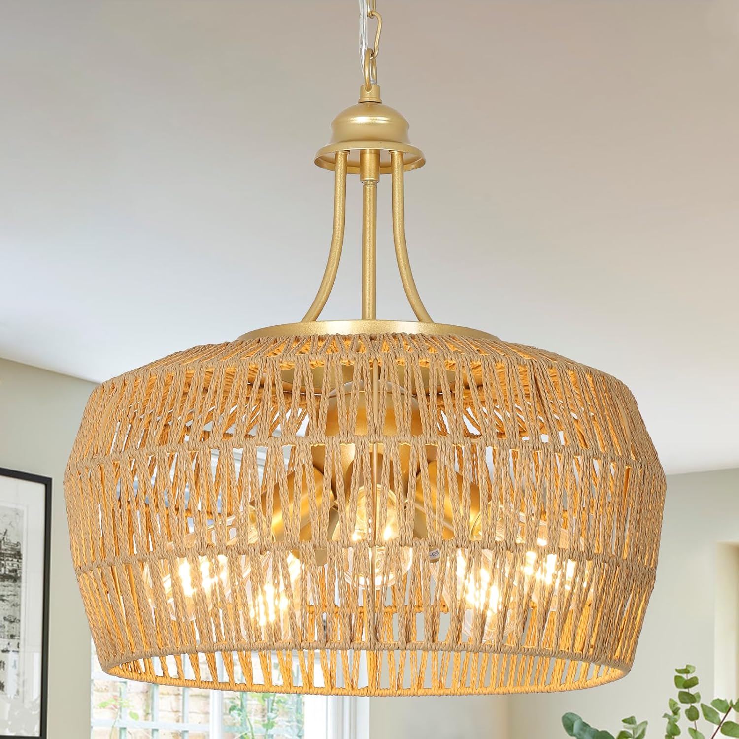 Boho Black Chandelier — 5-Light — Gold