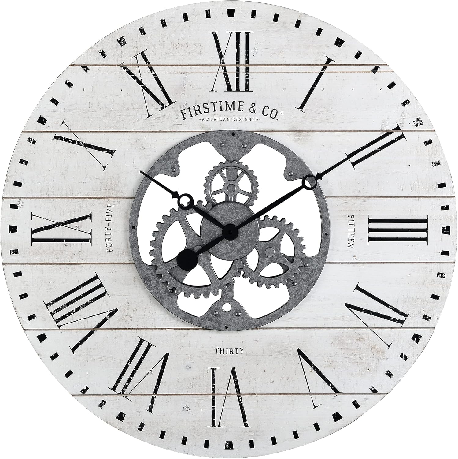Round Farmhouse Black Wall Clock — 27" - View 2