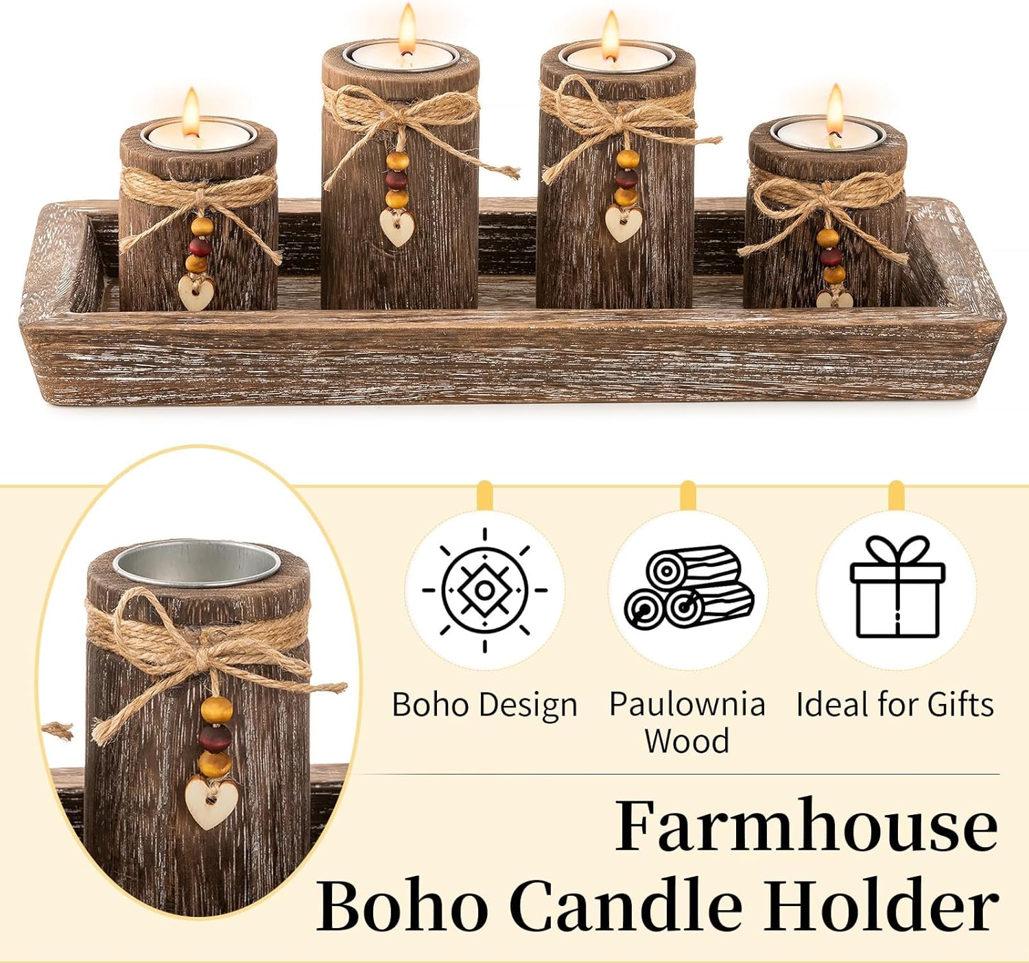 Boho Wood Candle - View 6