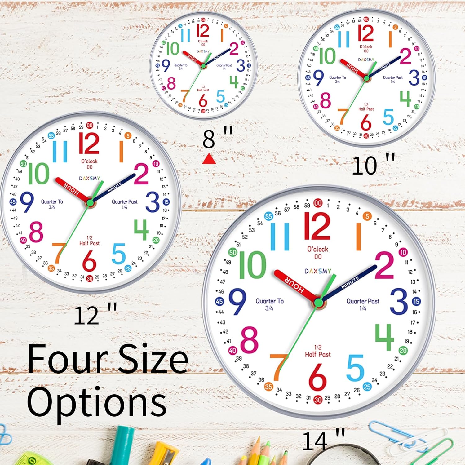 Battery Operated Blue Wall Clock — 8" - View 2