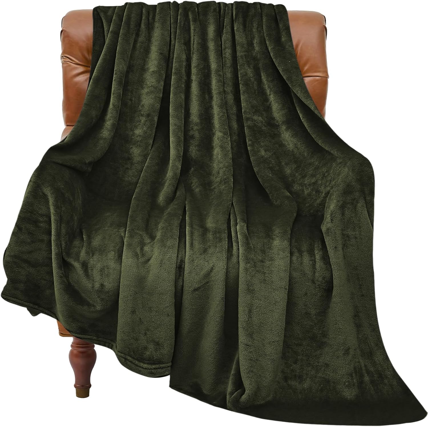 Luxe Beige Throw Pillow — 50" — Olive Green