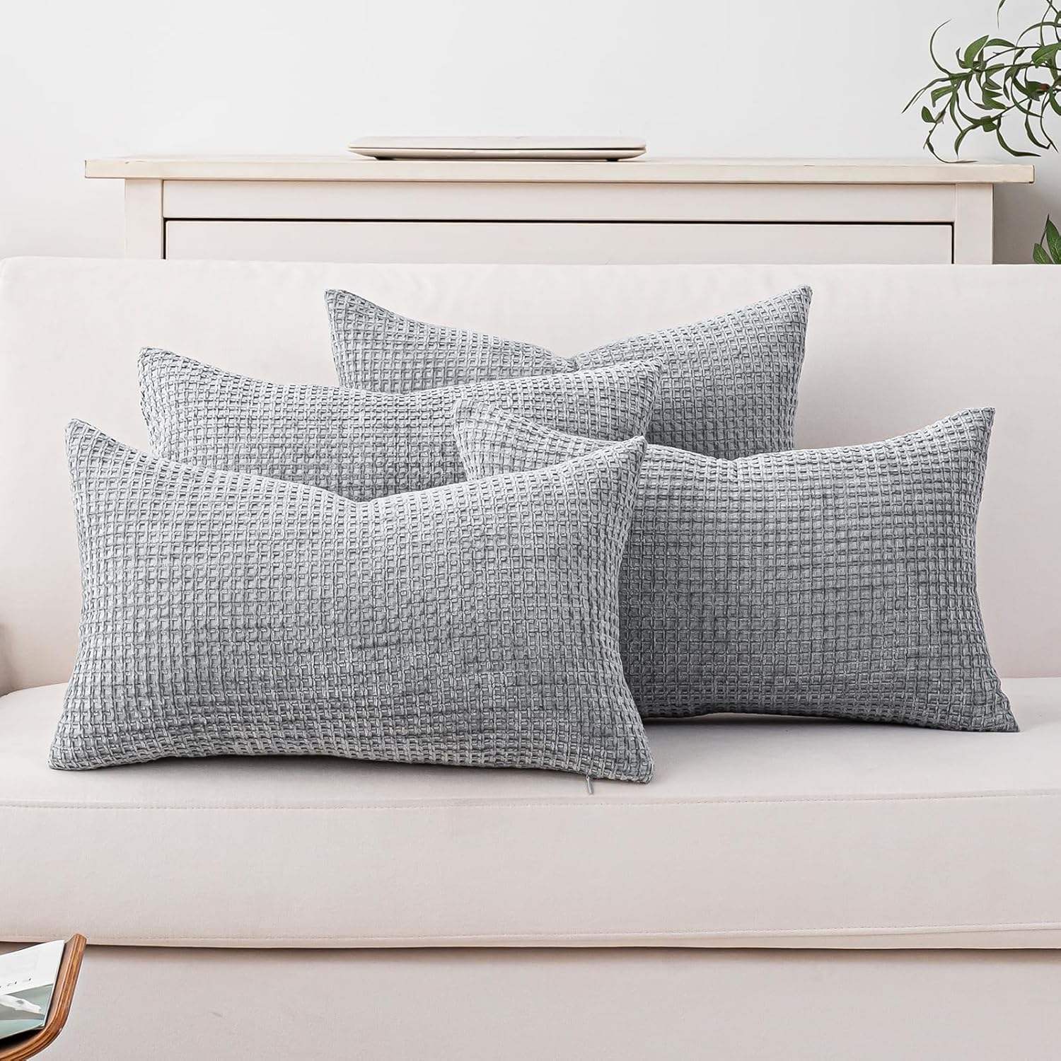 Boho Beige Throw Pillow Cover — 18" — Light Gray