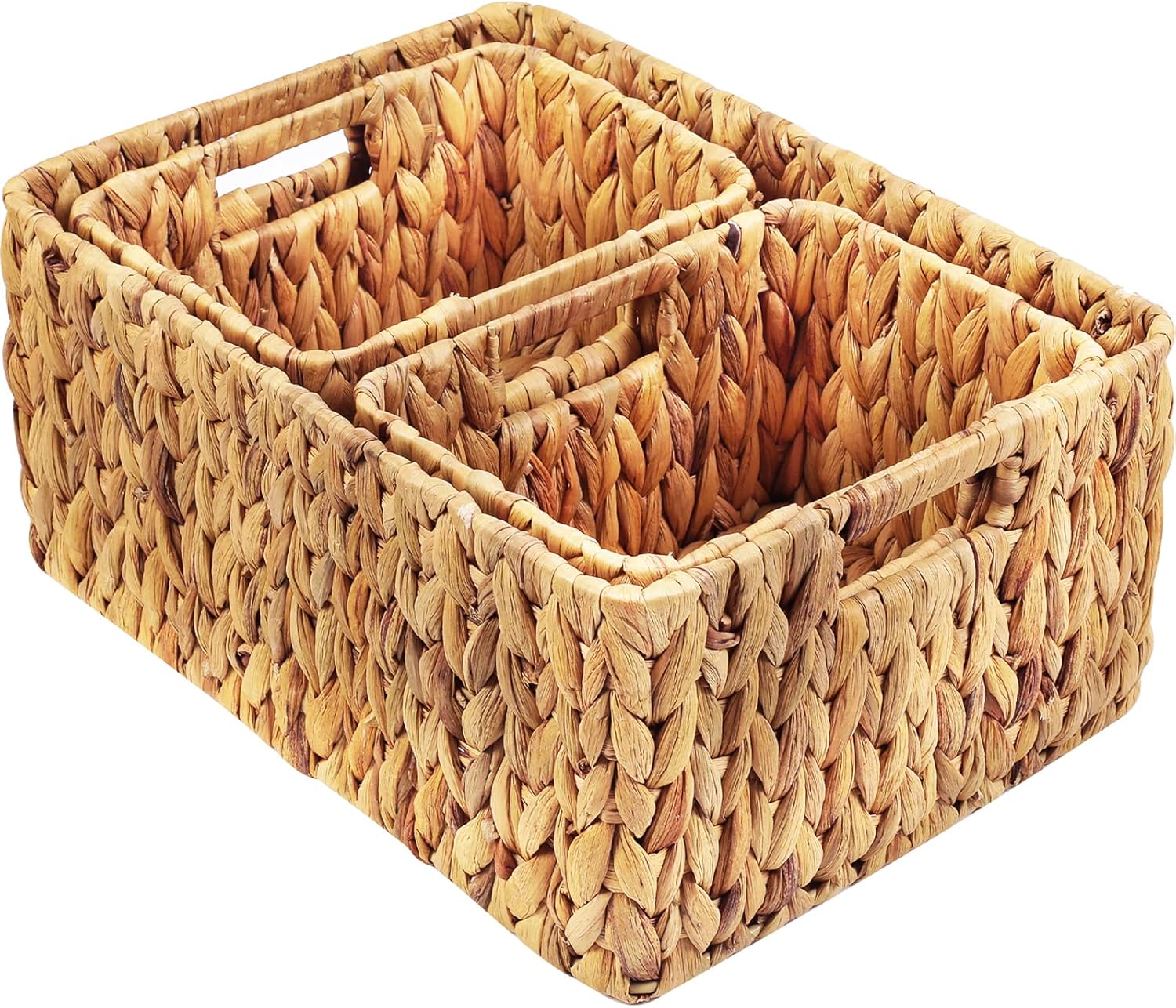 Boho Beige Woven Basket — 6" — 17"D x 12.2"W x 7.5"H