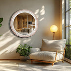 Boho Wood Round Mirror — 24" - View 6