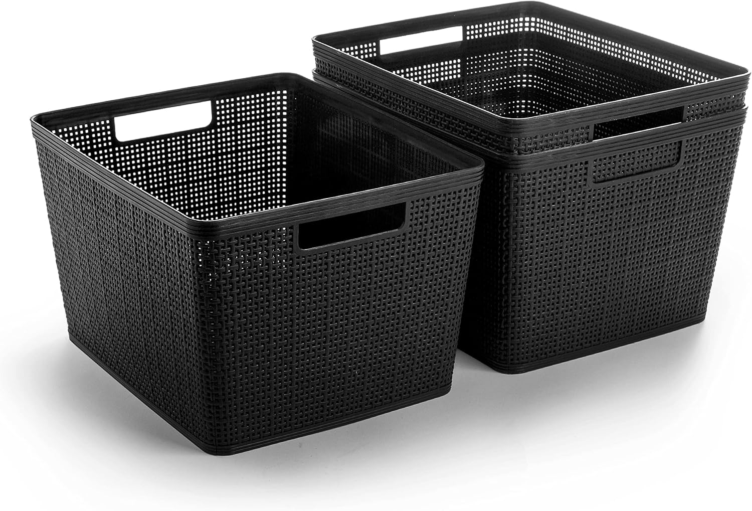 Boho Beige Storage Basket — Black
