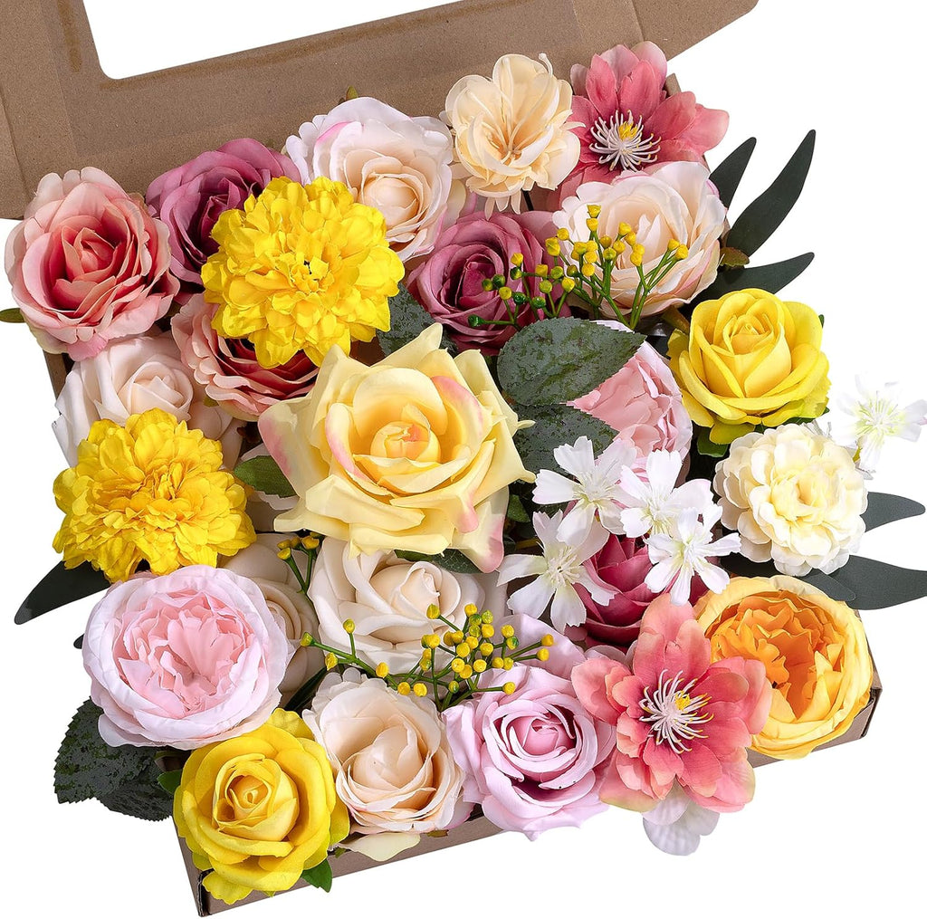 Blue Artificial Flowers — Pink Yellow