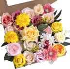 Blue Artificial Flowers — Pink Yellow