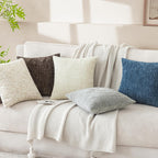Chenille Boho Beige Throw Pillow Cover — 18" - View 4