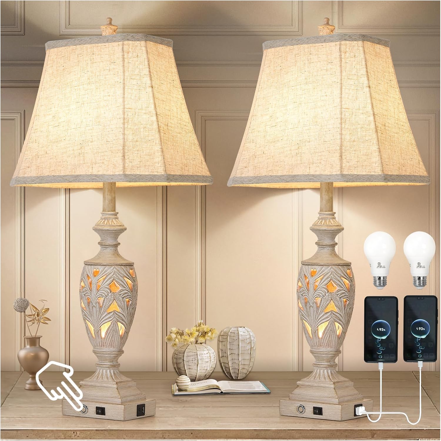 Dimmable Beige Desk Lamp — 29.5" — White