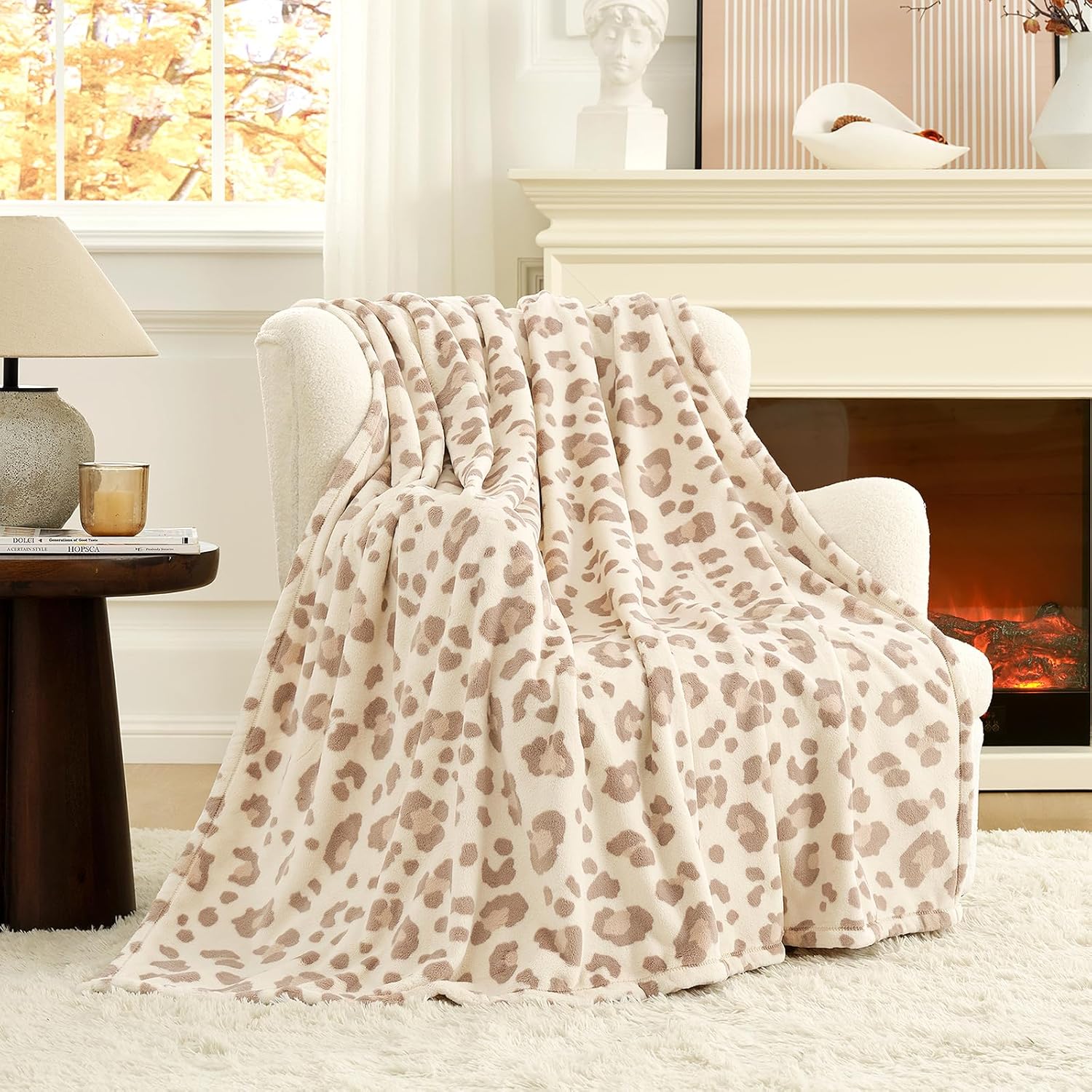 Beige Throw Pillow — 50" — Khaki Leopard