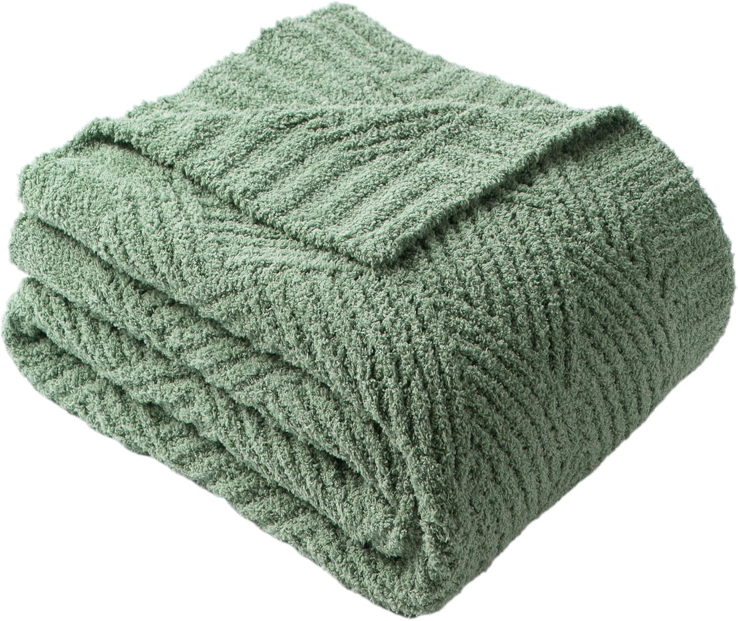 Knit Beige Throw Pillow — 50" — Sage Green