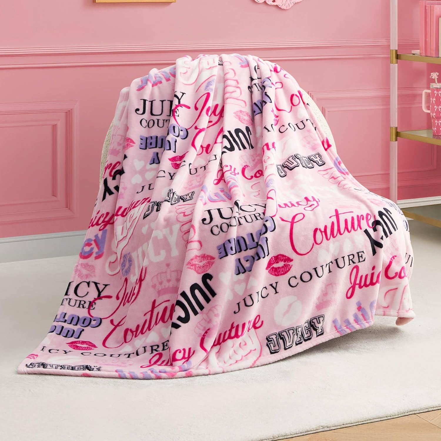 Black Throw Pillow — 50" — Icon Collage Pink