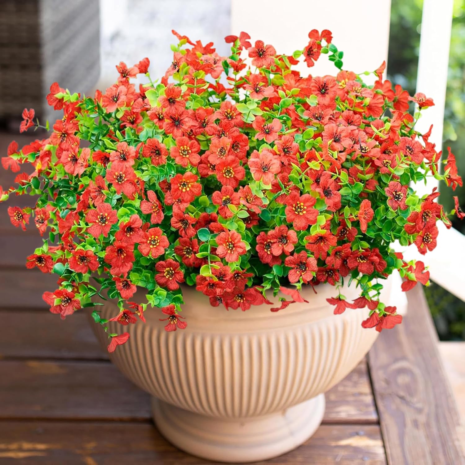 Beige Artificial Flowers — Red