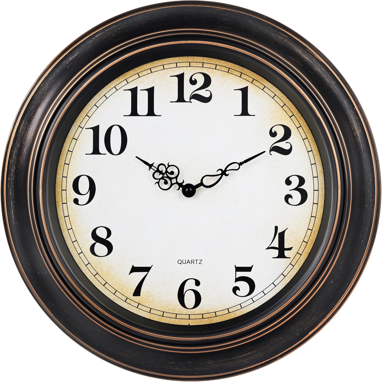 Battery Operated Gold Wall Clock — 12" — 18'' Bronze