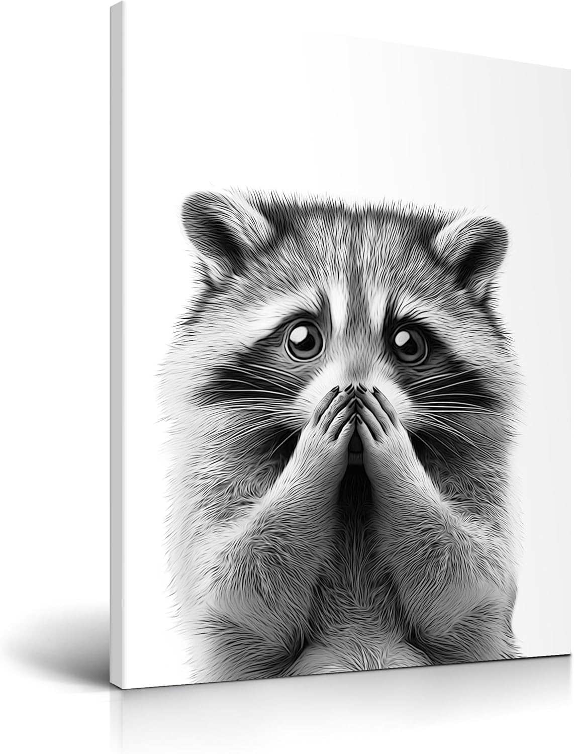 Black Framed Wall Art — 16" — Framed Raccoon Cover Nose