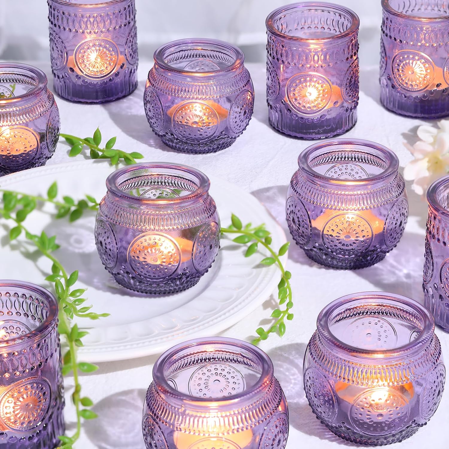 Vintage Boho Gold Candle — Purple
