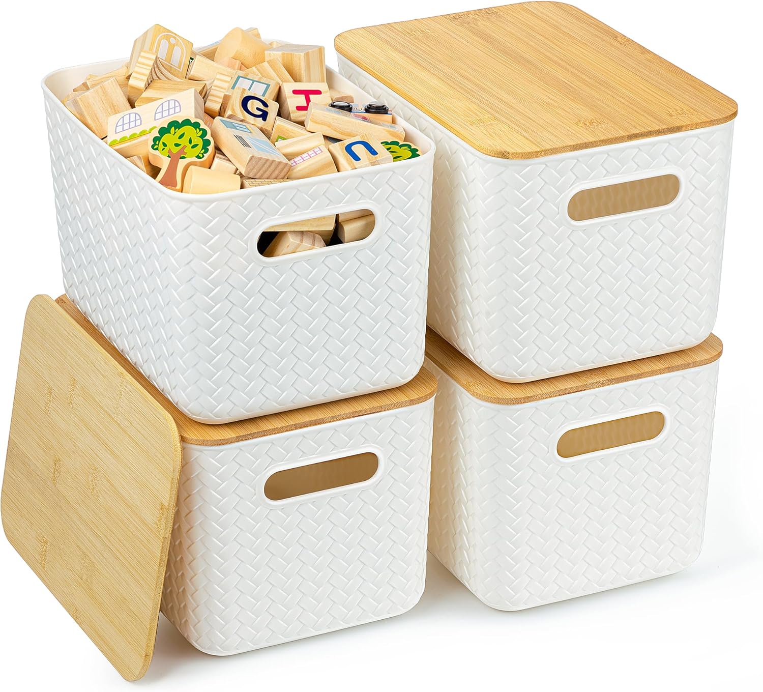 Black Storage Bin — White