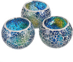 Round Blue Pillar Candle — Set of 3 — Blue