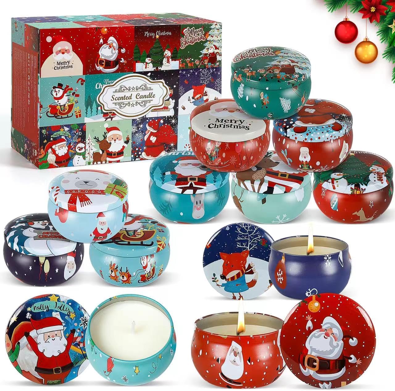 Soy Wax Scented Candle — 12 Pack Christmas Candles