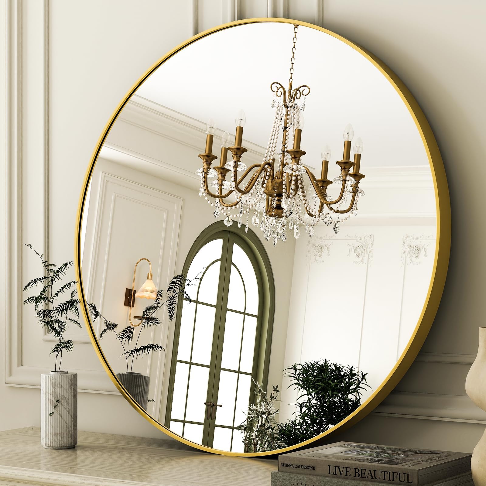 Round Luxe Black Wall Mirror — 32"