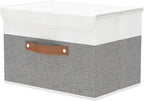 Linen Beige Storage Bin — 9" — White/Grey
