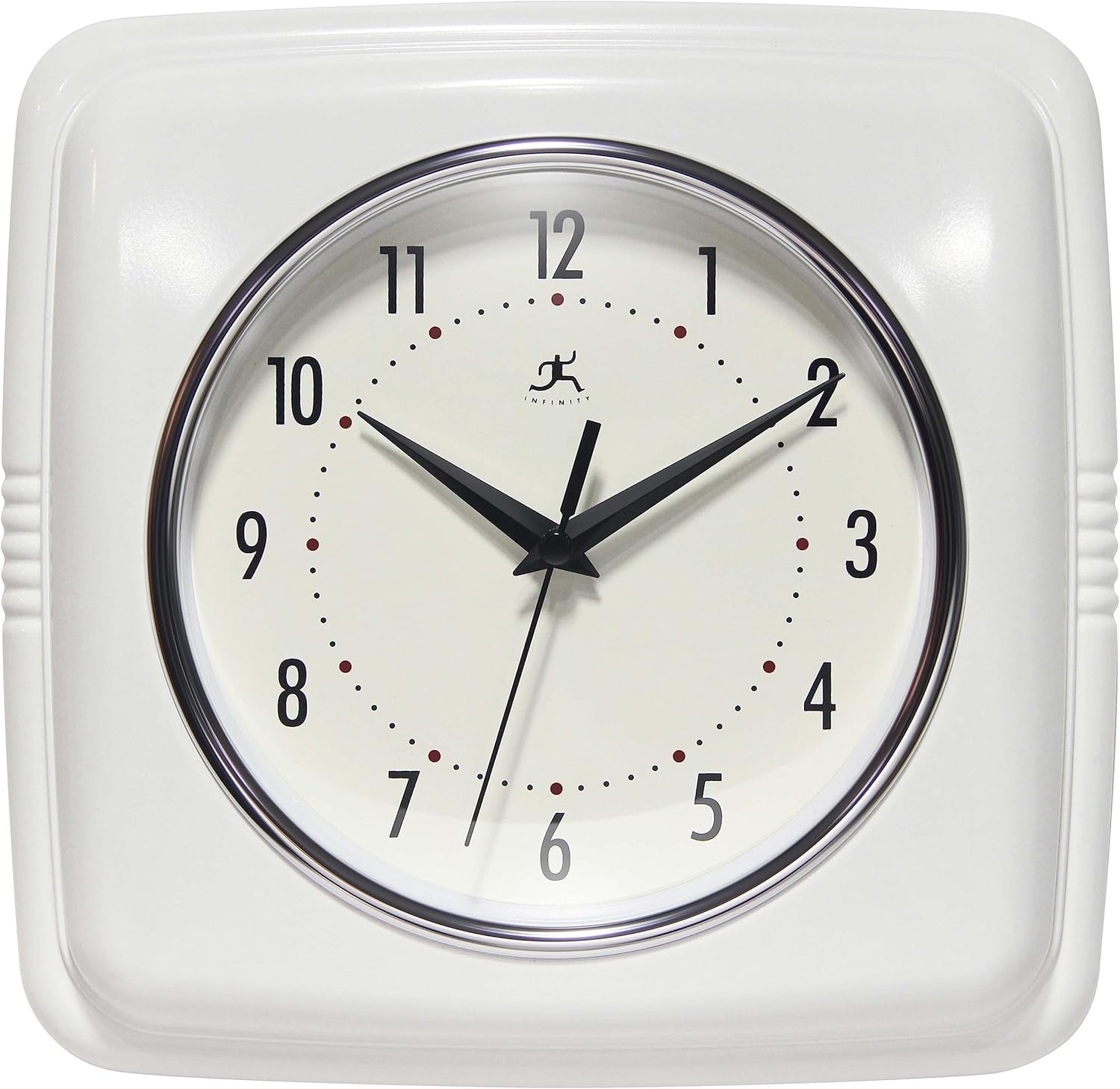 Vintage Mid-Century Beige Wall Clock — 9" — White