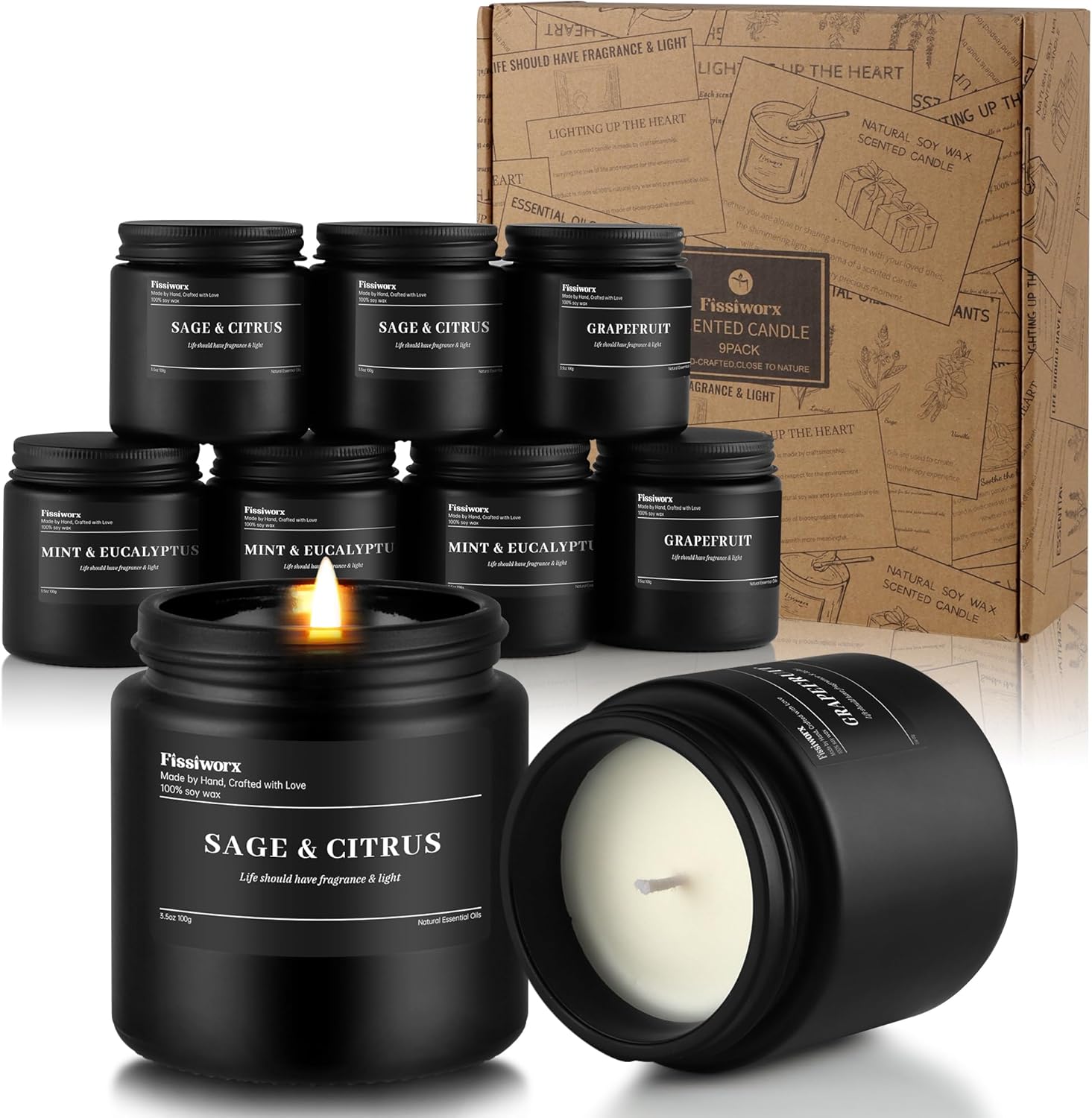 Soy Green Scented Candle — Mint & Eucalyptus/Sage & Citrus/Grapefruit