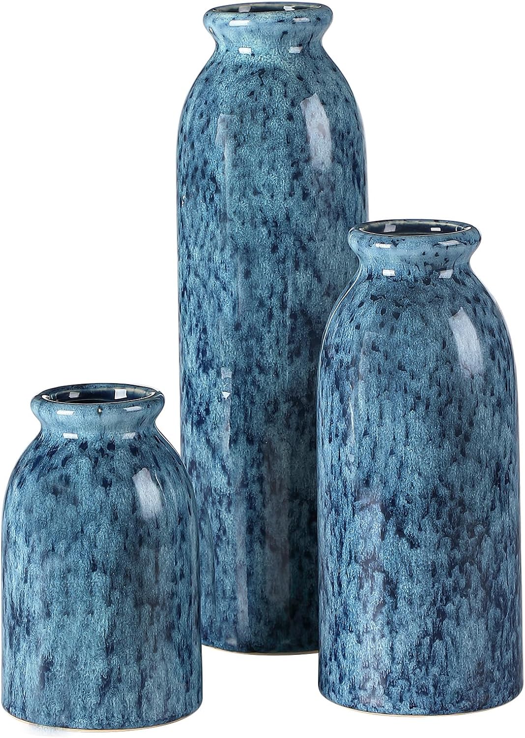 Farmhouse Blue Decorative Vase — Set of 3 — Light Blue