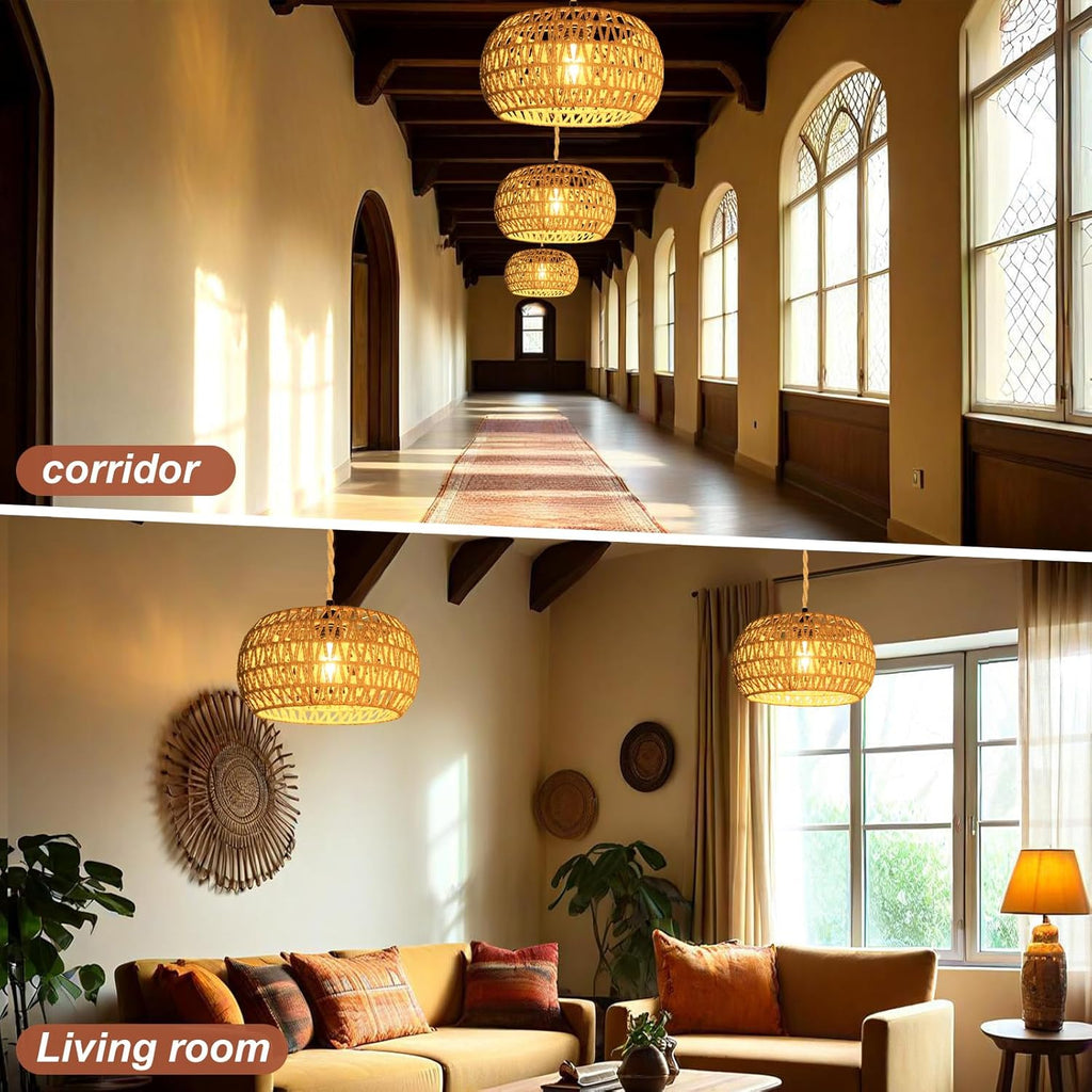 Boho Rattan Ceiling Light — 6" - View 7