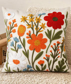 Embroidered Boho Red Throw Pillow Cover — 18"