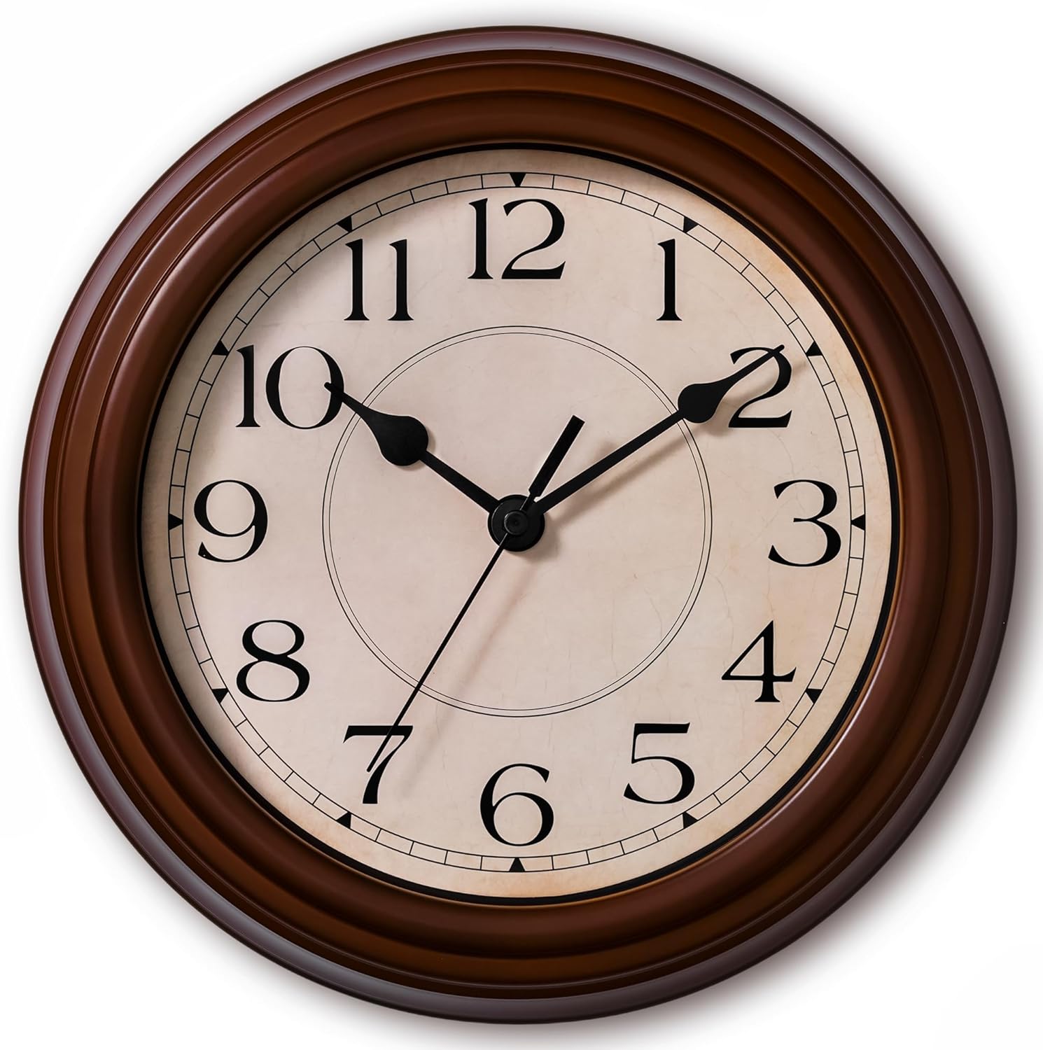 Battery Operated Farmhouse Brown Wall Clock — 14" — F_brown