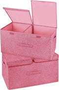 Linen Beige Storage Bin — Pink