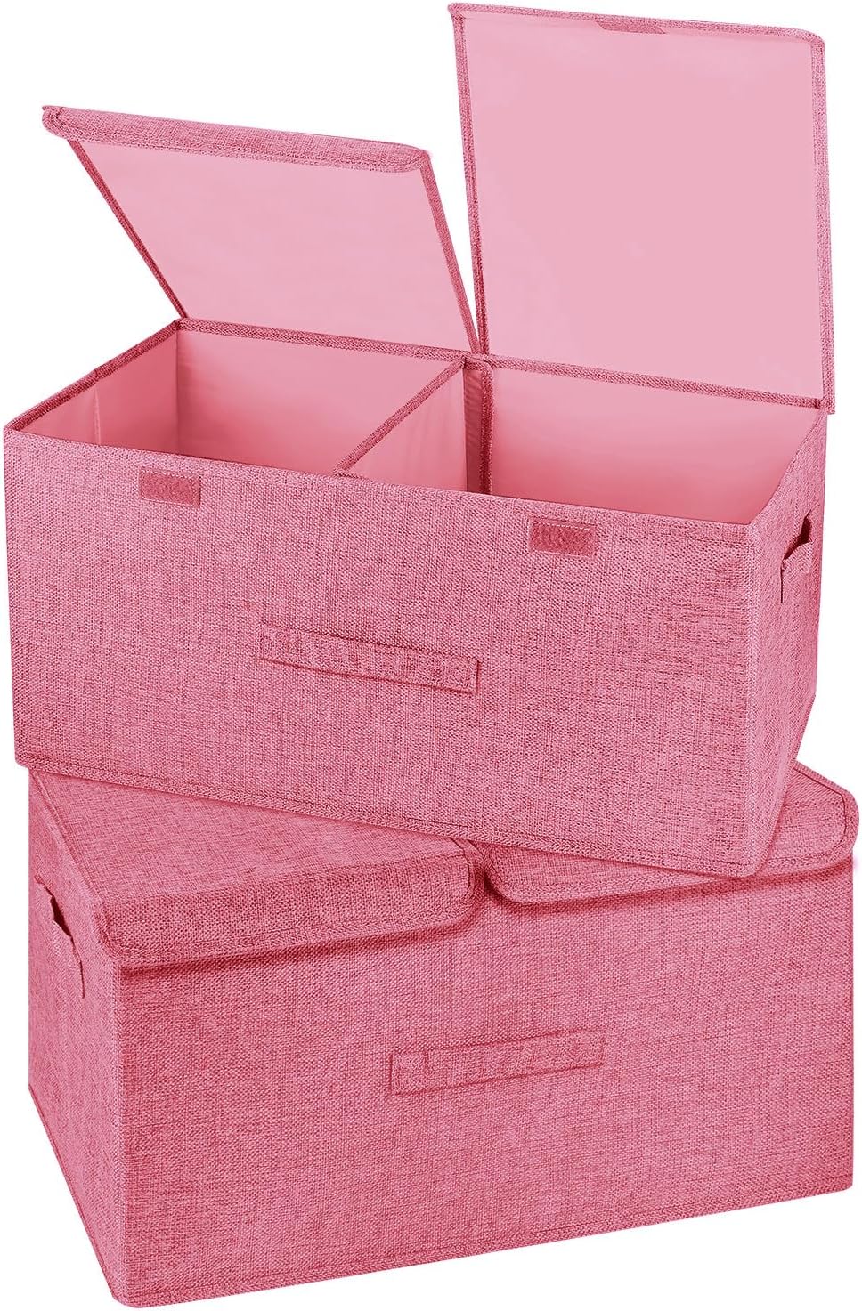 Linen Beige Storage Bin — Pink