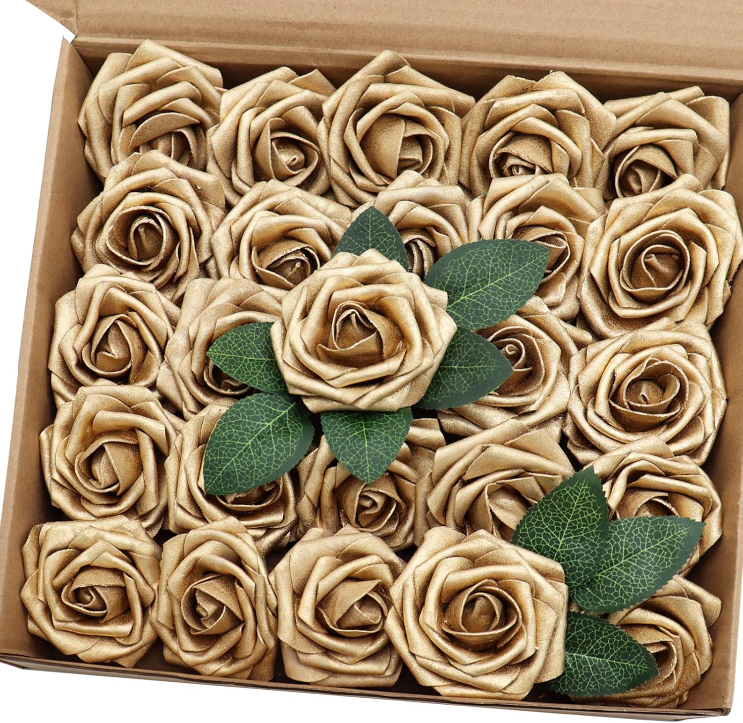 Luxe Blue Artificial Flowers — 3" — Gold