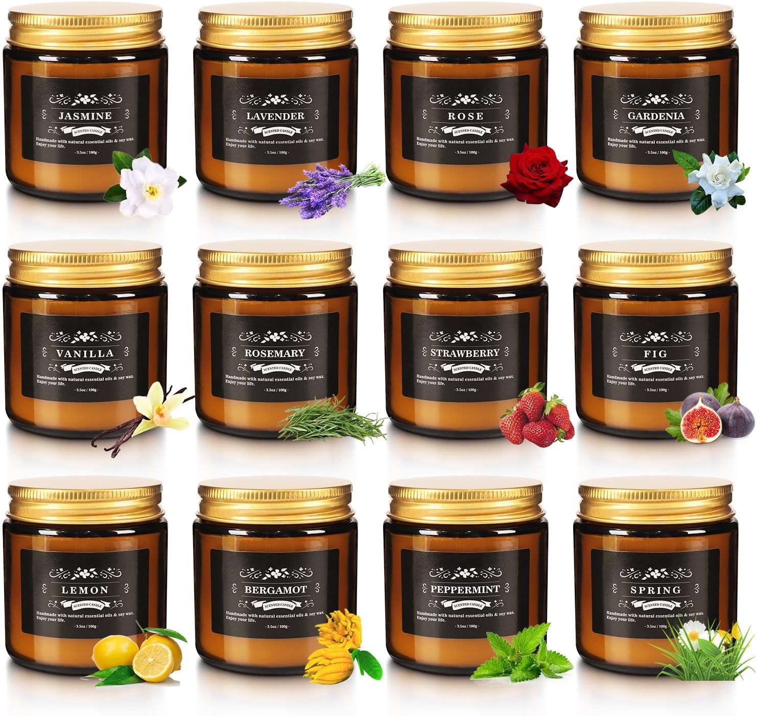 Soy Wax Black Scented Candle — 12pcs Brown