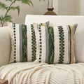 Tufted Boho Black Throw Pillow Cover — 18" — Dark Green