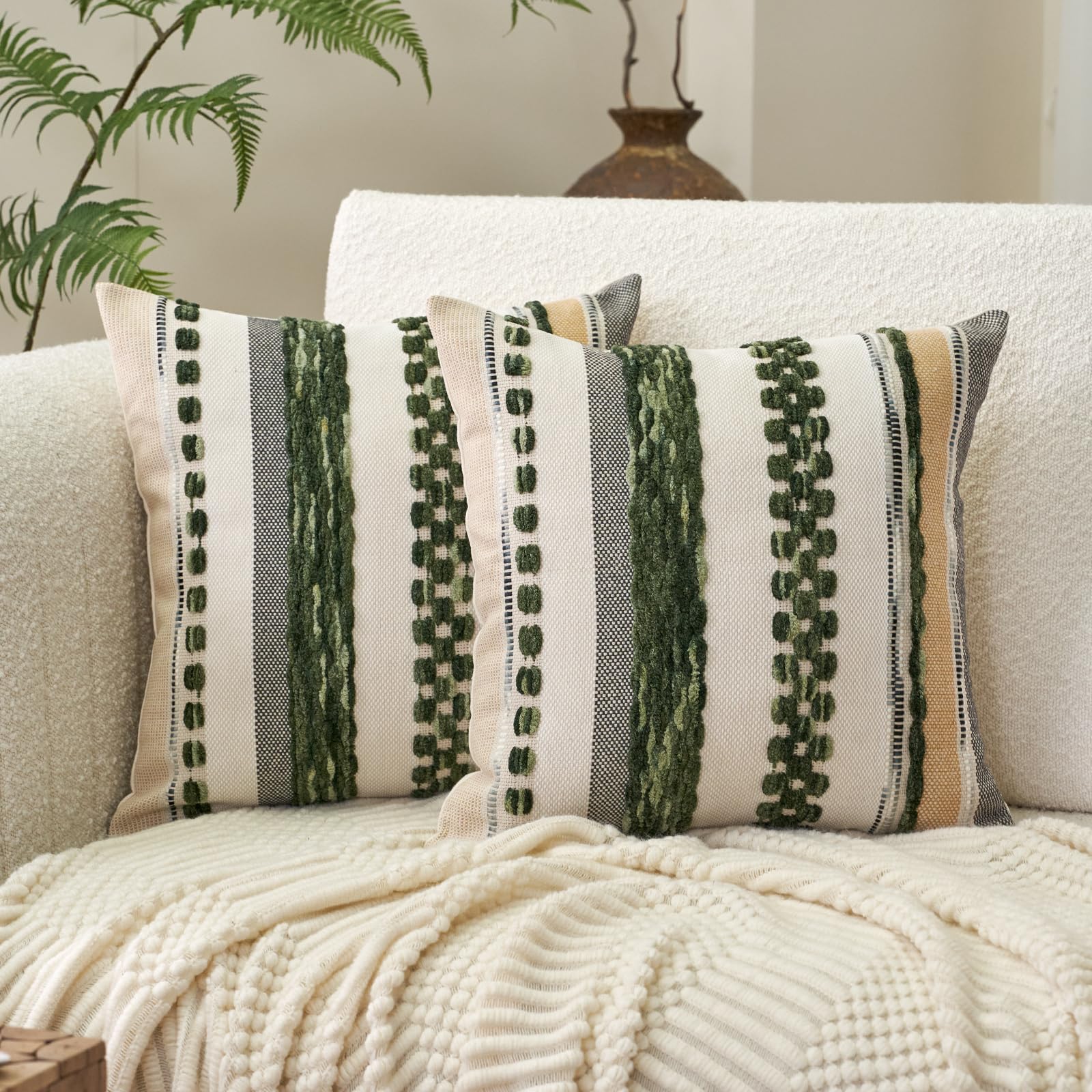 Tufted Boho Black Throw Pillow Cover — 18"