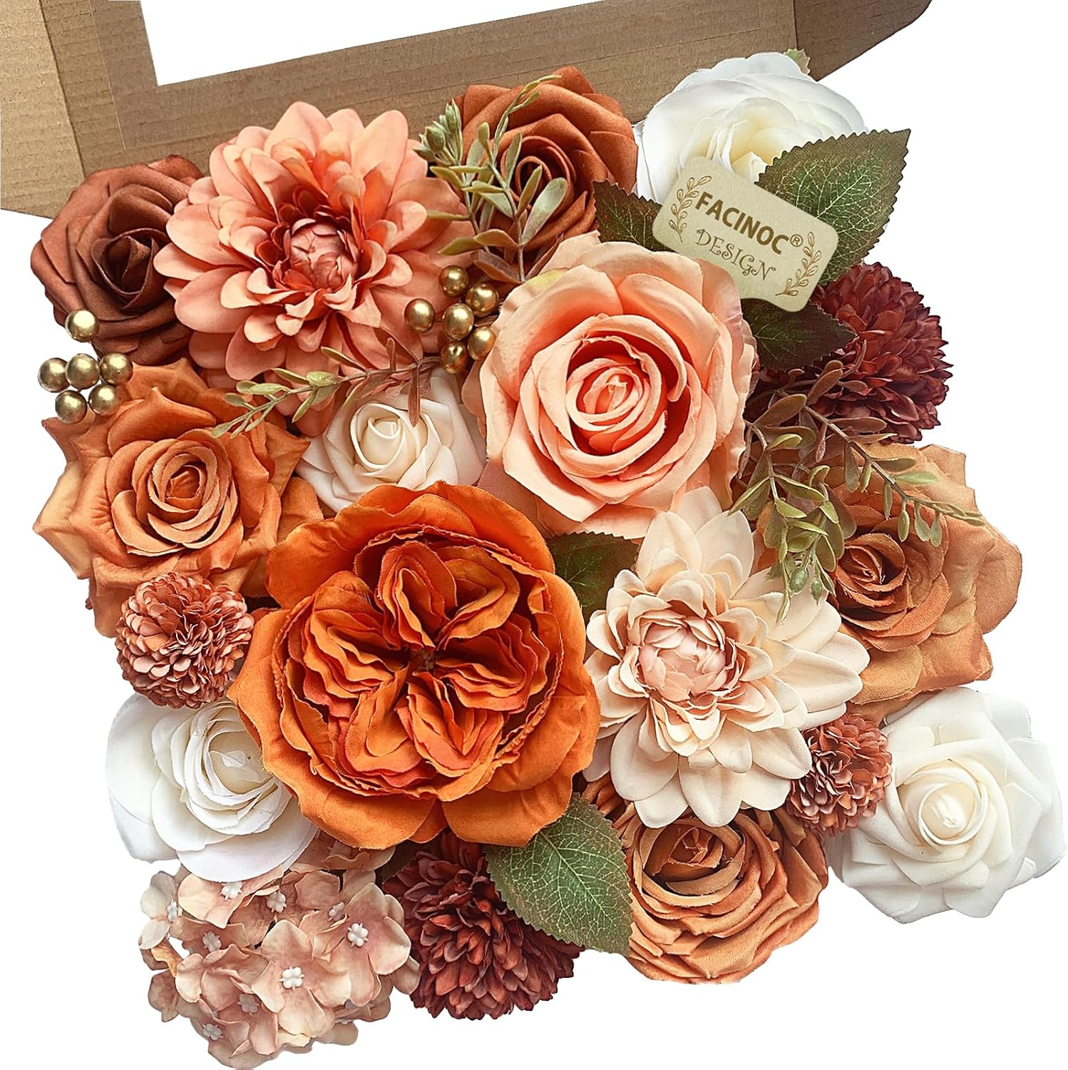 Beige Artificial Flowers — Orange, Fall Artificial Flowers