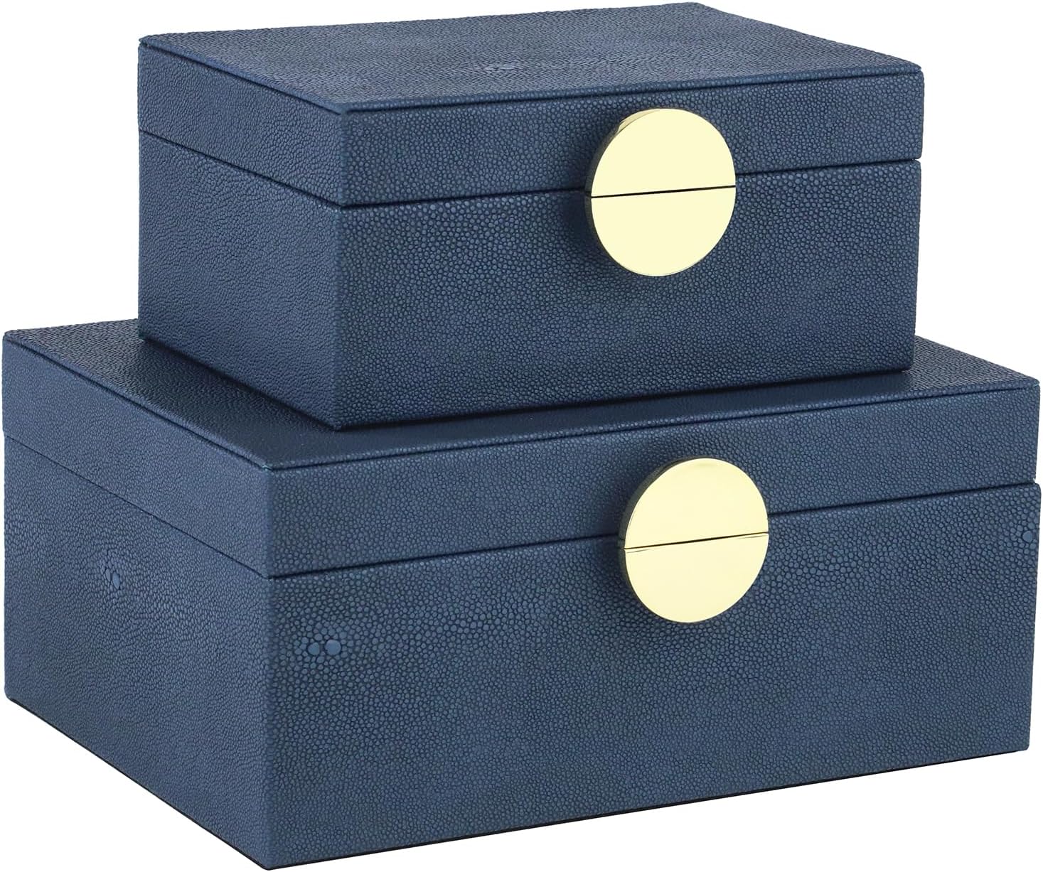 Luxe Beige Storage Basket — Set of 2 — Navy Blue