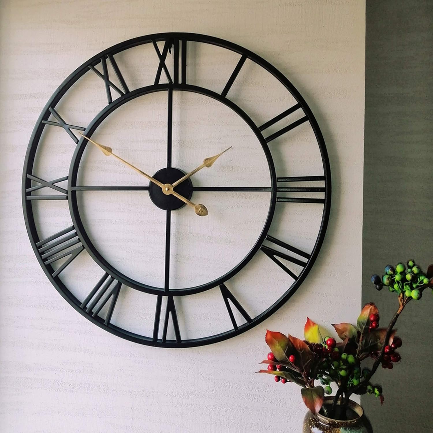 Oversized Farmhouse Black Clock — 30" — Black