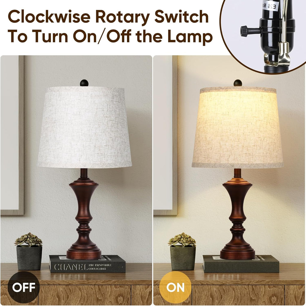 Vintage Farmhouse Black Bedside Lamp — Set of 2 - View 4