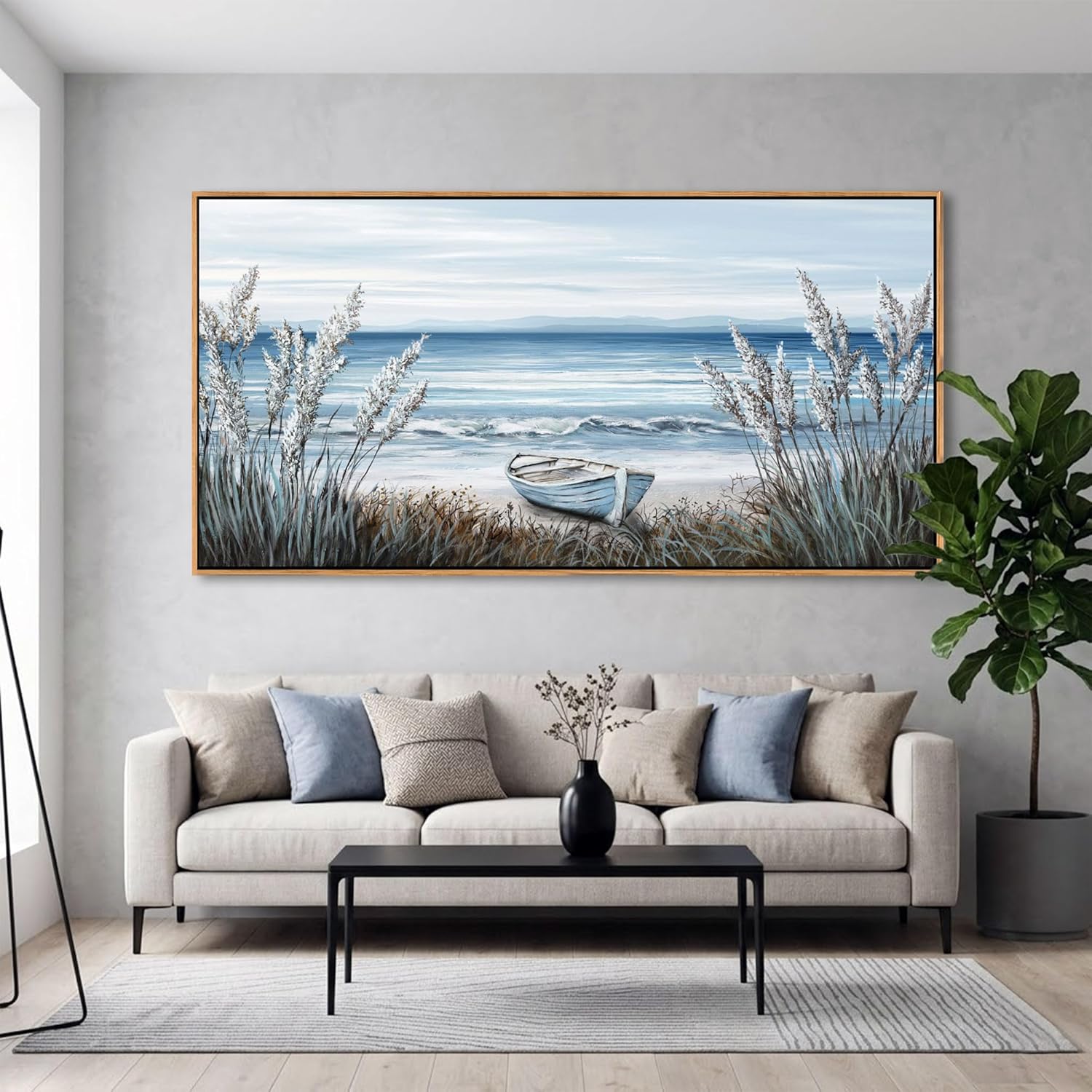 Framed Modern Black Canvas Wall Art — 48" — 58"L x 29"W