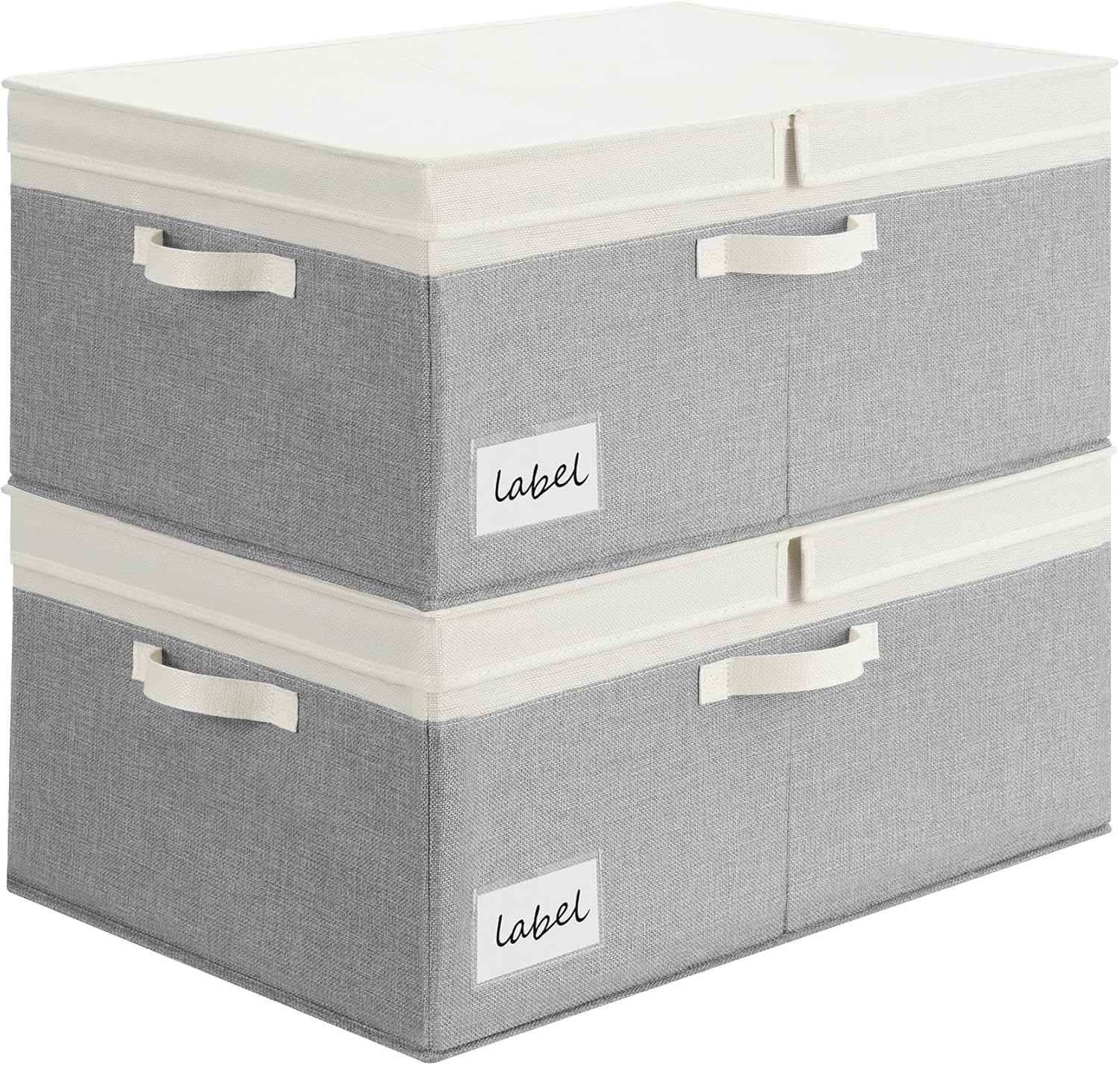 Beige Storage Bin — Dark Gray&Ivory