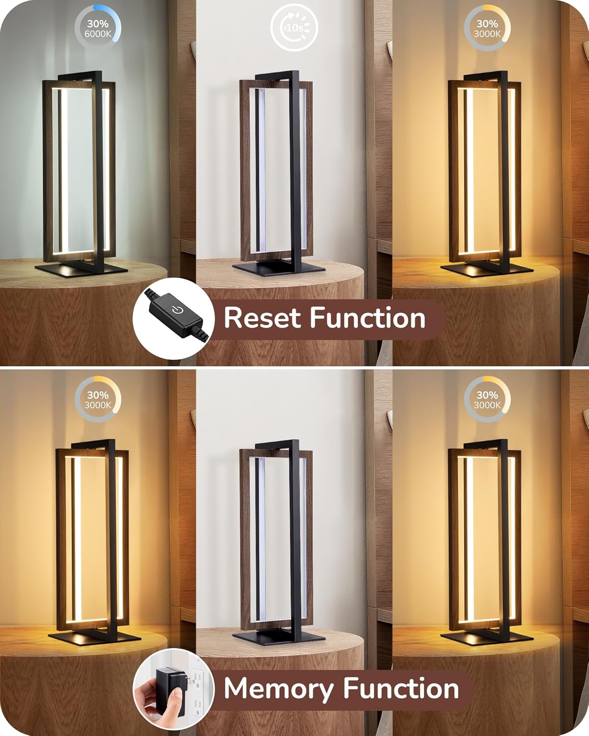 Dimmable Modern Brown Bedside Lamp - View 5