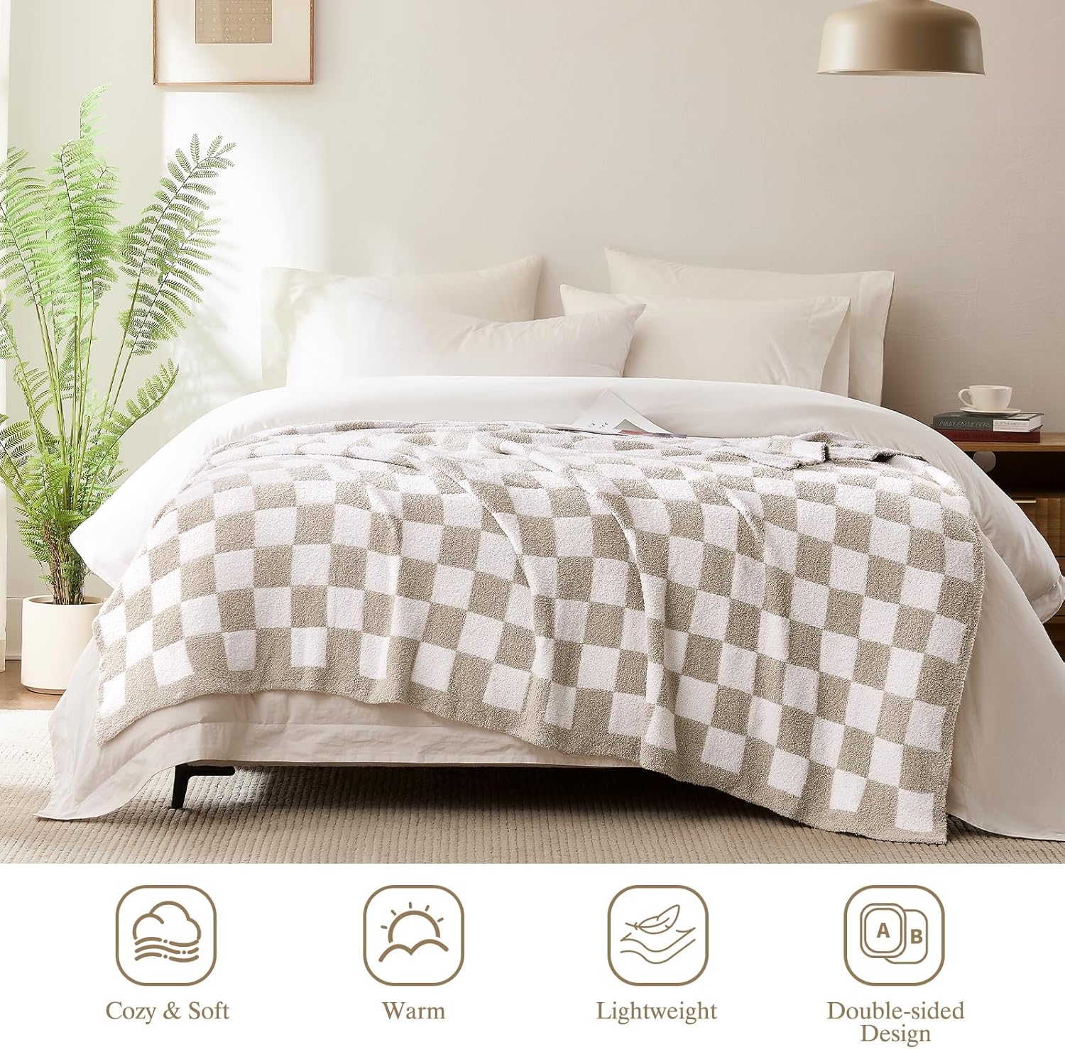 Beige Throw Pillow — 70" - View 2